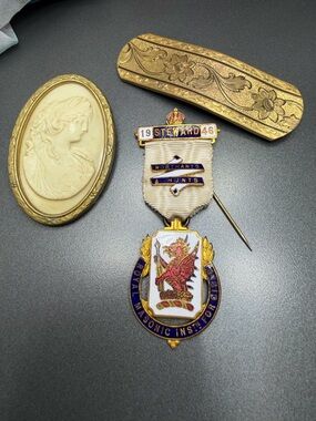 Vintage Enamel Masonic Steward Ribbon Badge and Brooches #203
